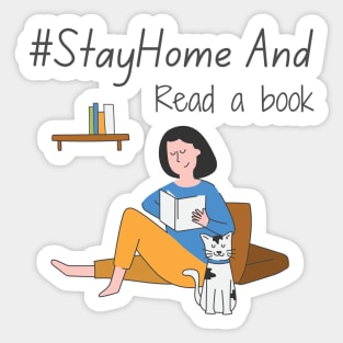 Stay home and read a book Sticker